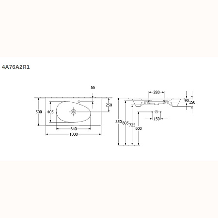 Раковина Villeroy & Boch Antao 4A76A2R1 100х50 альпийский белый, CeramicPlus