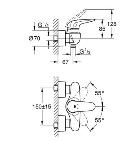 Смеситель Grohe Eurostyle New 23722003 для душа хром