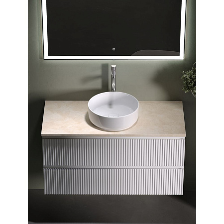Мебель для ванной со столешницей Sancos Snob R 100 SNR100W+TT100A2X Bianco/Kreman