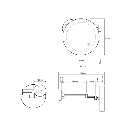 Косметическое зеркало Bemeta 116101770 с подсветкой черный