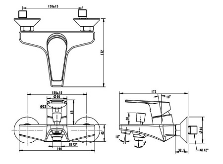 Смеситель Bravat Line F65299C-B-RUS для ванны с душем хром