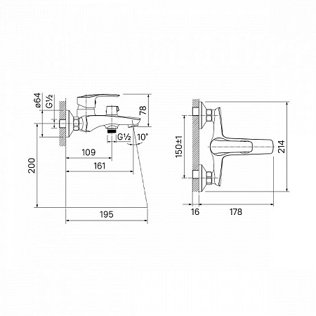 Смеситель IDDIS Ray RAYSB02i02WA для ванны с душем, хром