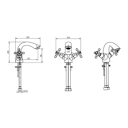 Смеситель Boheme Royal Cristal 271-Royal/CRST для раковины, хром