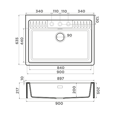 Кухонная мойка Omoikiri Kinokawa 90-WH 90x63.5x20.5 белый
