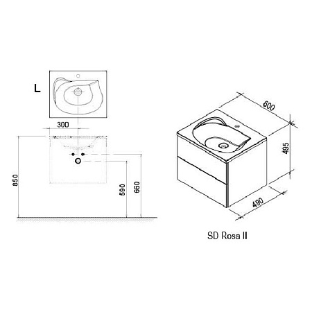 Мебель для ванной Ravak Rosa II SD 600 X000000924 подвесная, белый