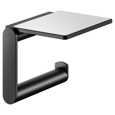 Держатель туалетной бумаги Keuco Plan 14973370000 с полкой, черный матовый