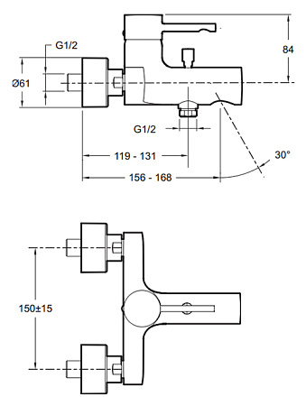 Смеситель Jacob Delafon Cuff E45532-CP для ванны с душем