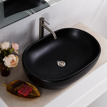 Раковина накладная BelBagno BB1084-H301 60x42x14 черный матовый