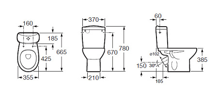Унитаз-компакт Roca Victoria 34239U000 с косым выпуском