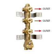 Cкрытая монтажная часть Bossini  Z030202000 термостата на 3 потребителя, бронза