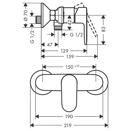 Смеситель Hansgrohe Vernis Blend 71640000 для душа, хром