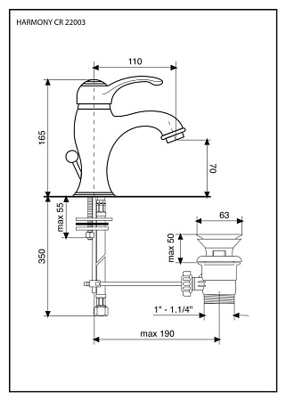 Смеситель Emmevi Harmony 22003CO для раковины, хром/золото