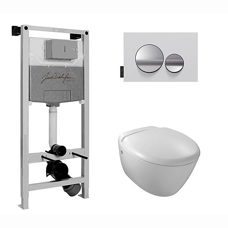 Комплект унитаз Jacob Delafon Presqu'ile E21743RU-00 + инсталляция + кнопка + крышка