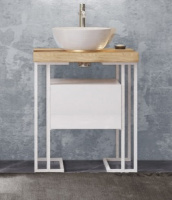 Тумба с раковиной Velvex Gelou 65 белая глянцевая