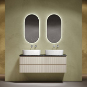 Мебель для ванной со столешницей Sancos Snob R 140 SNR70CE+TT140A1 Beige Soft/Black Sky