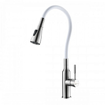 Смеситель Lemark Expert LM5082S-White для кухонной мойки, с гибким изливом, белый