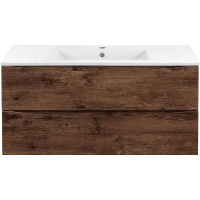 Тумба с раковиной Vincea Mia VMC-2MC120RW 100 подвесная, 2 выкатных ящика, R.Wood