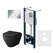 Комплект: инсталляция + клавиша + унитаз AM.PM Spirit V2.0 IS49051.701700MB черный матовый/хром