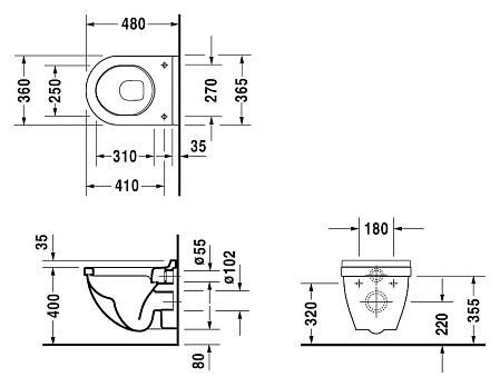 Унитаз подвесной Duravit Starck 3 22020900001-WG антигрязевое покрытие