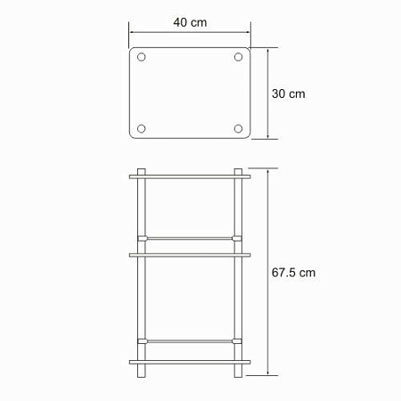 Полка WasserKRAFT K-4033 стеклянная, тройная, напольная, хром