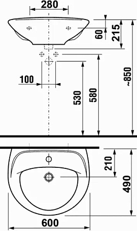 Раковина Jika Lyra 8142720001041 60х49x21,5 белый
