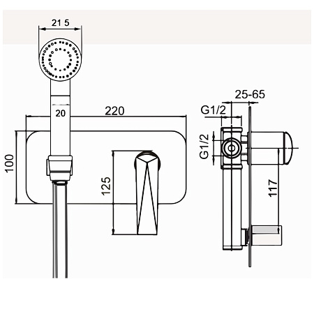 Гигиенический душ со смесителем Boheme Venturo 377-B черный/хром