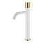 Смеситель Boheme Stick 122-WG для раковины, ручка Diamond, белый/золото - фото 1