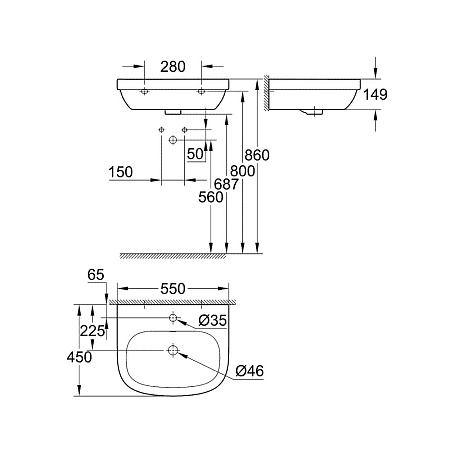 Раковина Grohe Euro 39336000 55 см