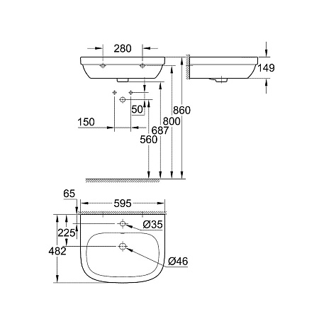 Раковина Grohe Euro 39335000 60 см