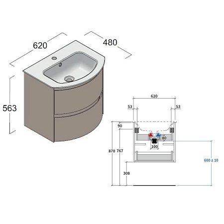 Тумба с раковиной Berloni Bagno Way Round WARBS2CED4C 1442 60 montana