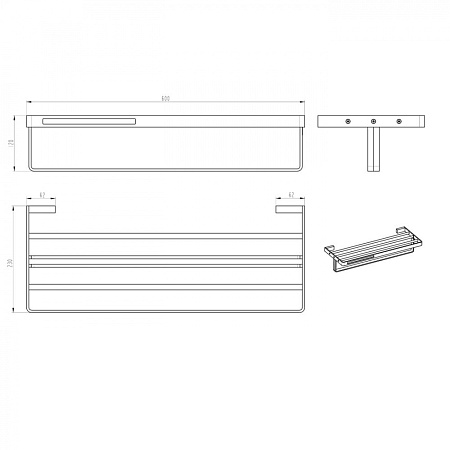 Полотенцедержатель Boheme Q 10947-G-B 60 см золото/черный