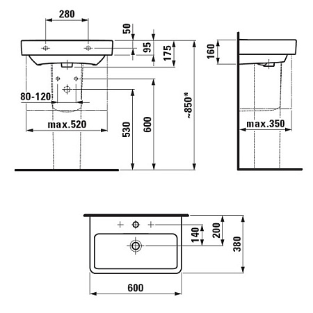 Тумба с раковиной Laufen Pro S 4.8303.2.095.463.1 60 белый матовый, 1 внутренний ящик и органайзер