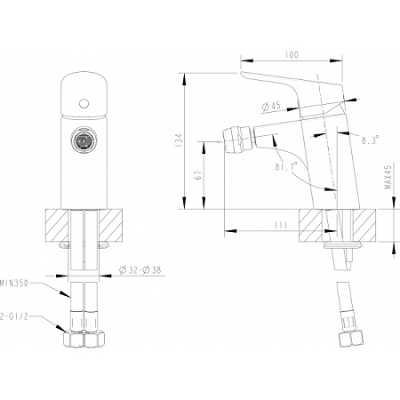 Смеситель Bravat Drop F34898C для биде хром