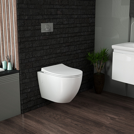 Унитаз подвесной Grossman GR-4451S безободковый, с тонкой крышкой-сидением, белый