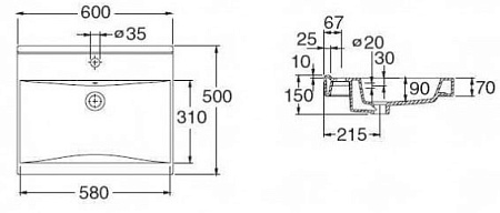 Раковина IDO Wave 9204001001 60см