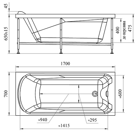 Акриловая ванна Radomir Ларедо-3 Стандарт Chrome 1-01-2-0-2-029 170х70