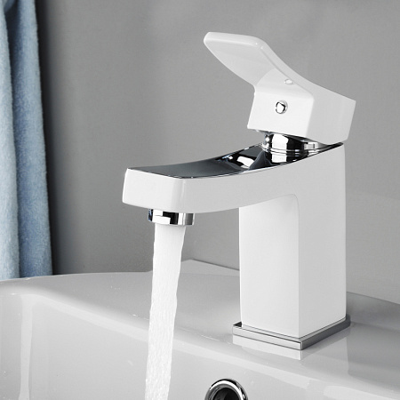 Смеситель WasserKRAFT Aller 1063WHITE для раковины, хром/белый