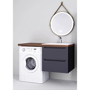 Мебель для ванной Jorno Wood Wood.01.60/P/GR 60 L под стиральную машину, темное дерево/серый