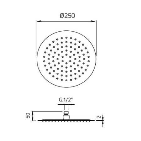 Верхний душ Palazzani 9926R410 нержавеющая сталь