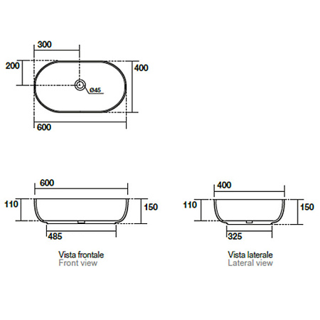 Раковина накладная Kerasan Nolita 534388 60x40 Bruno Matt