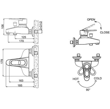Смеситель Bravat Loop F6124182CP-01-RUS для ванны хром