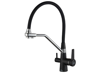 Смеситель Zorg Steel Hammer SH 903-6 BLACK CR для кухонной мойки/для фильтра, черный металл/хром