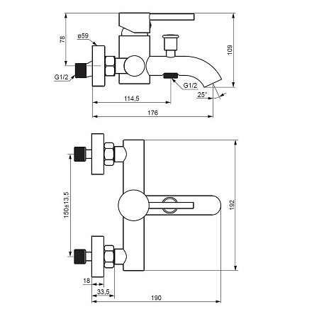 Смеситель Damixa Scandinavian Pure 361000000 для ванны с душем