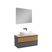 Мебель для ванной со столешницей Sancos Delta DL100GR+TT100A1 дуб красный/графит/Kreman