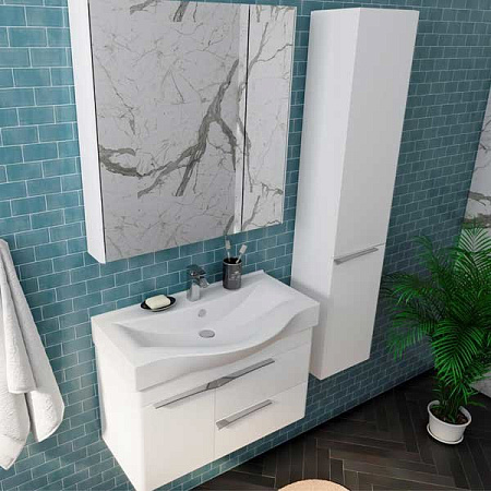 Тумба с раковиной Aquaton Беверли 1A235501BV010 80 белый глянец