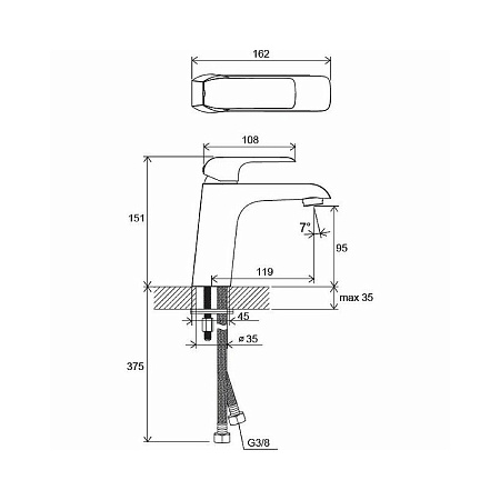Смеситель Ravak Flat FL 014.00 X070118 для раковины хром