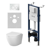 Комплект: инсталляция + клавиша + унитаз AM.PM Like IS90101.801900 белый/белый глянцевый