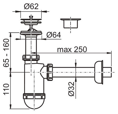 Сифон для раковины AlcaPlast A410
