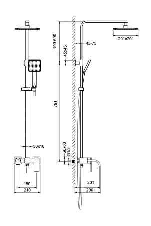Душевая стойка Timo Selene SX-1013/03 черный