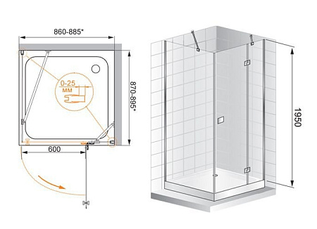Душевой уголок Cezares Crystal A1 100 C Cr L